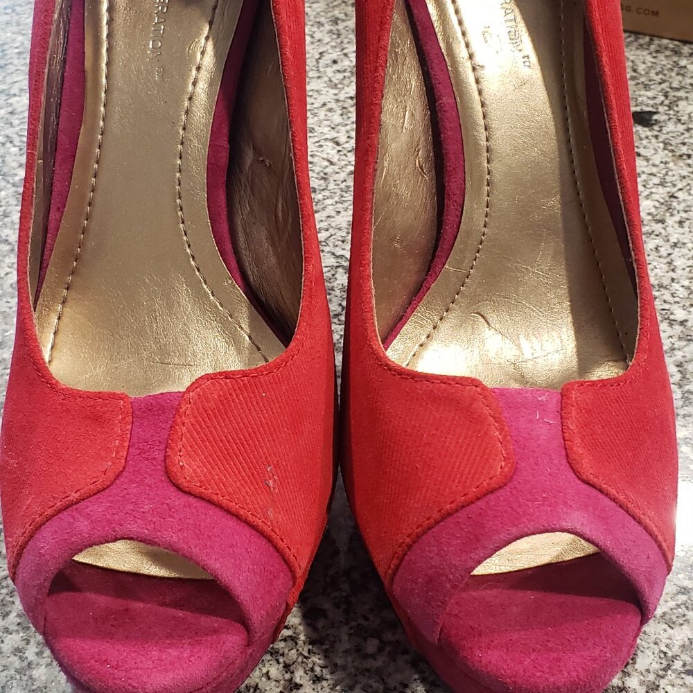 Bcbg Jodeci Raspberry Textured Suede Open-Toe Pla… - image 5